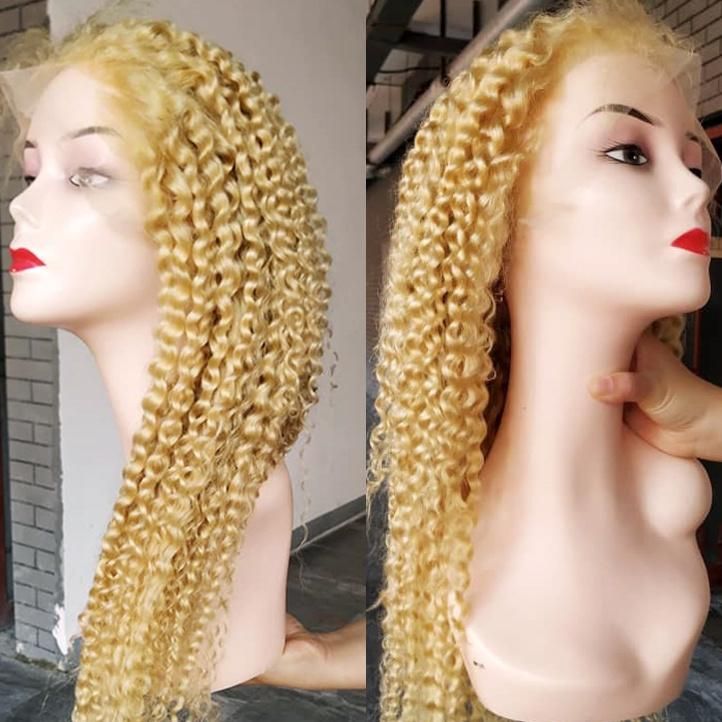 180 Density 12A Grade Raw Indian Human Hair Omber Highlight 13X6 Lace Front Wig Blond 613 Wigs