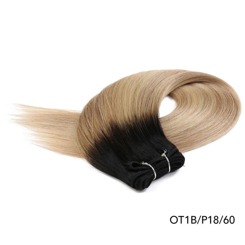 High Quality 18-22 Inch 100% Human Hair Weft Straight Double Drawn Weft Hair Extensions