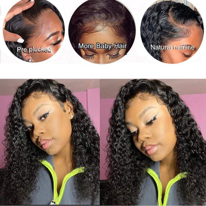 Jerry Curly 13X4 Lace Front Human Hair Wigs 150% Density, Unprocessed Brazilian Virgin Hair Free Part Wig Pre Plucked with Baby Hair 20inch