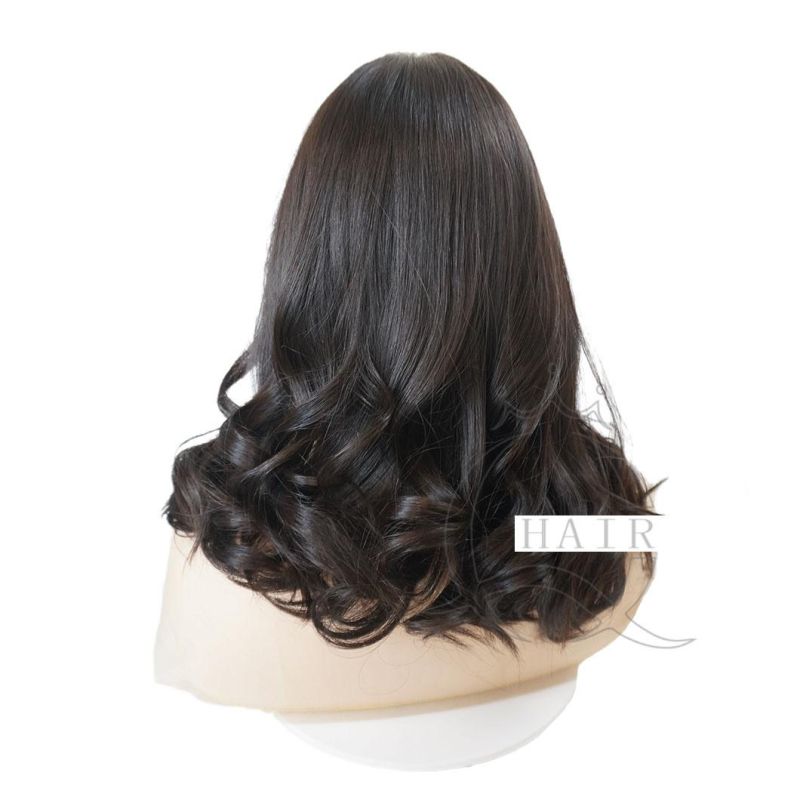 Human Hair China Factory Supplier Dark Brown Highlight Non-Processed Virgin European Human Hair Wig Silk Top Kosher Jewish Wig