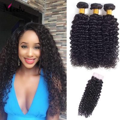 Brazilian Curly Wave Hair Bundles with Lace Closure Human Hair Extension