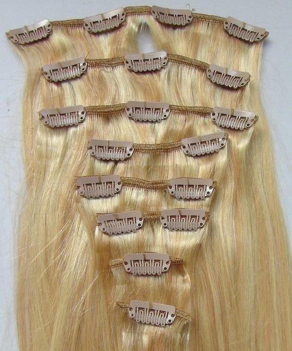 Blonde Color Fullhead Clip in Hair Extension Virgin Hair (AV-CH008-60)