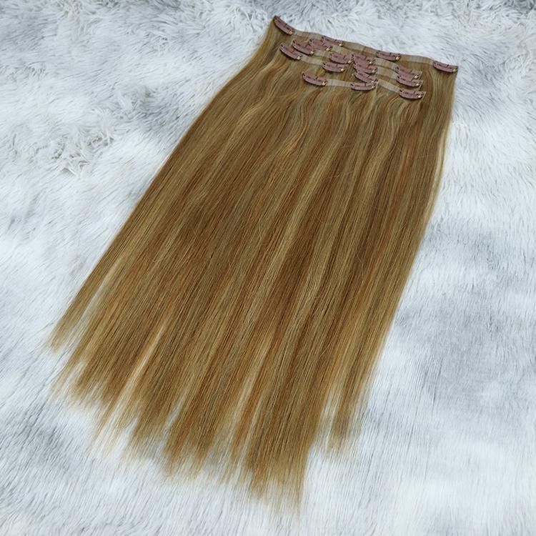Natural Wavy Seamless Indian Hair PU Clip in Hair Extensions