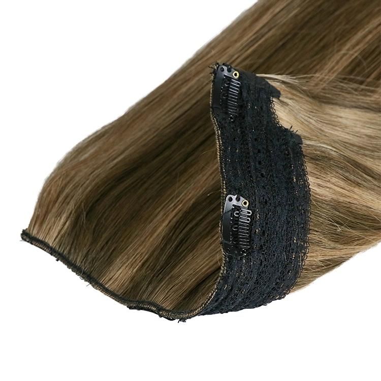100% Cuticle Aligned Indian Halo Hair Extensions Human Hair #T4/P6/27