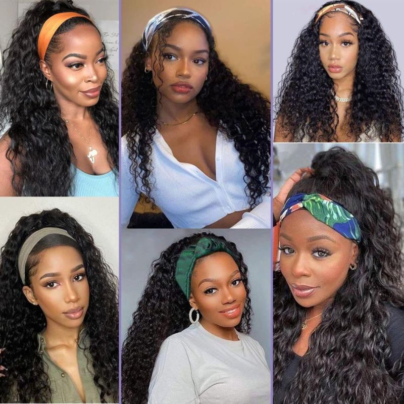 24 Inch Synthetic Curly Headband Wig with Headband Attached