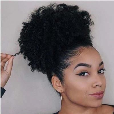 Afro Puff Hair Accessories Synthetic Soft Texture Kinky Curly Hair Bun Chignon Short Drawstring Ponytail Elastic Wrap Around Hair Extension
