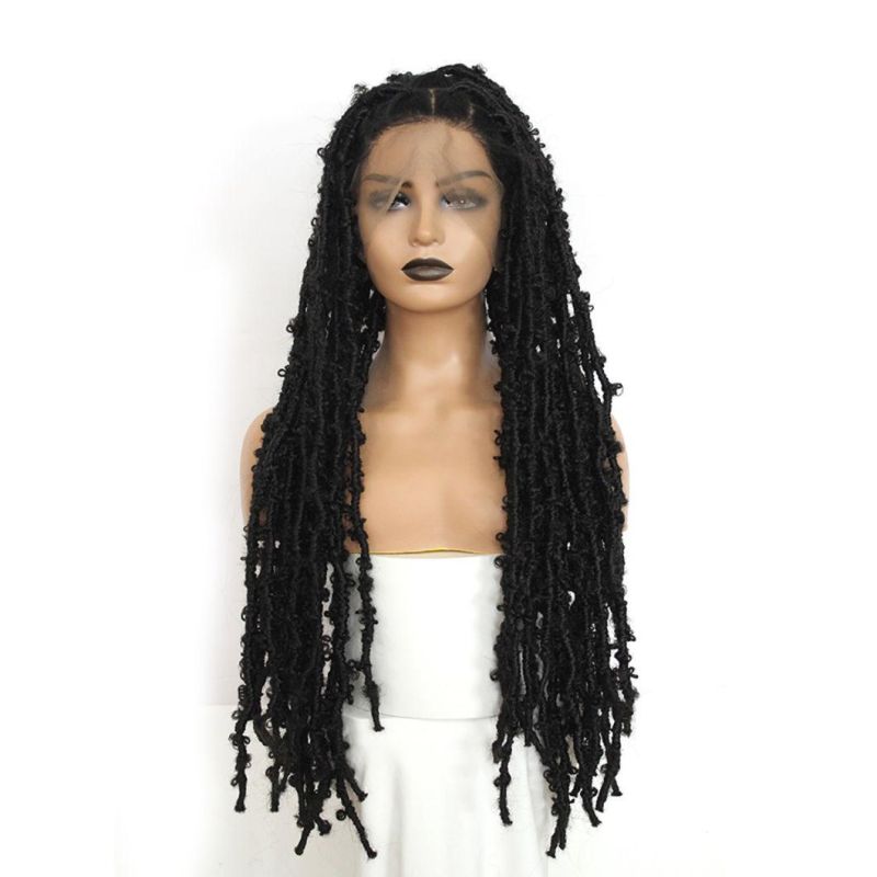 Full Lace Braided Wigs with Synthetic Distressed Messy Crochet Braid for Women Hand-Made Full Lace Frontal Wig