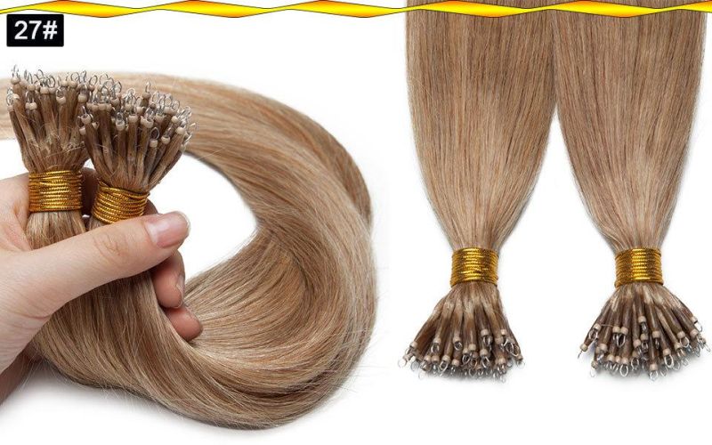 1g/Strand Nano Rings Micro Links Human Hair Extensions Micro Bead Pre Bonded Straight Natural Black Brown Blonde