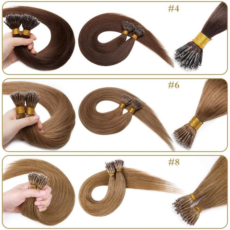 Nano Rings Hair Extension Micro Bead Human Hair Extensions Machine Remy Prebonded Straight Nano Tip 12-30inch