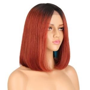 Swiss Lace Brazilian Wig Ombre 1b/99j Human Hair Bob Lace Front Wig