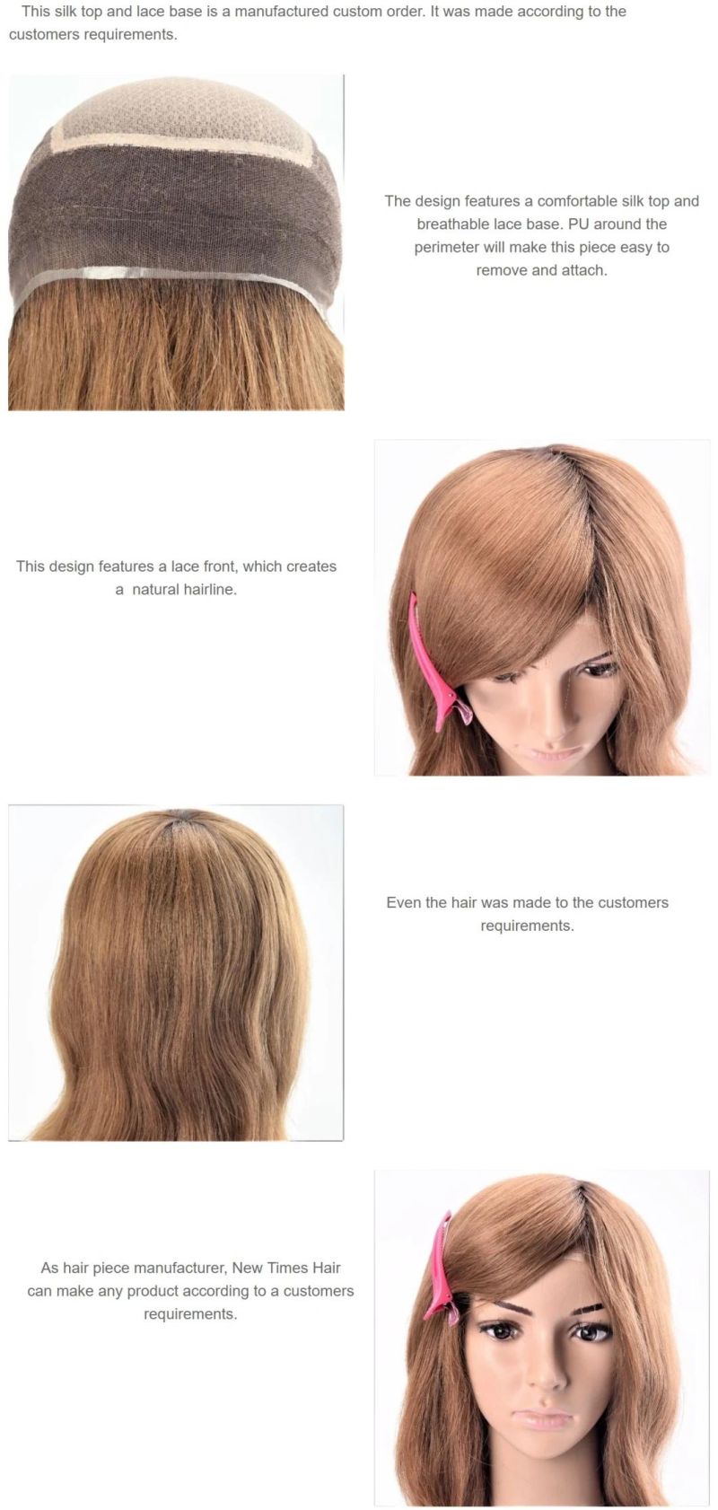 Custom Womens′ Silk Top and Lace Hair Replacement System