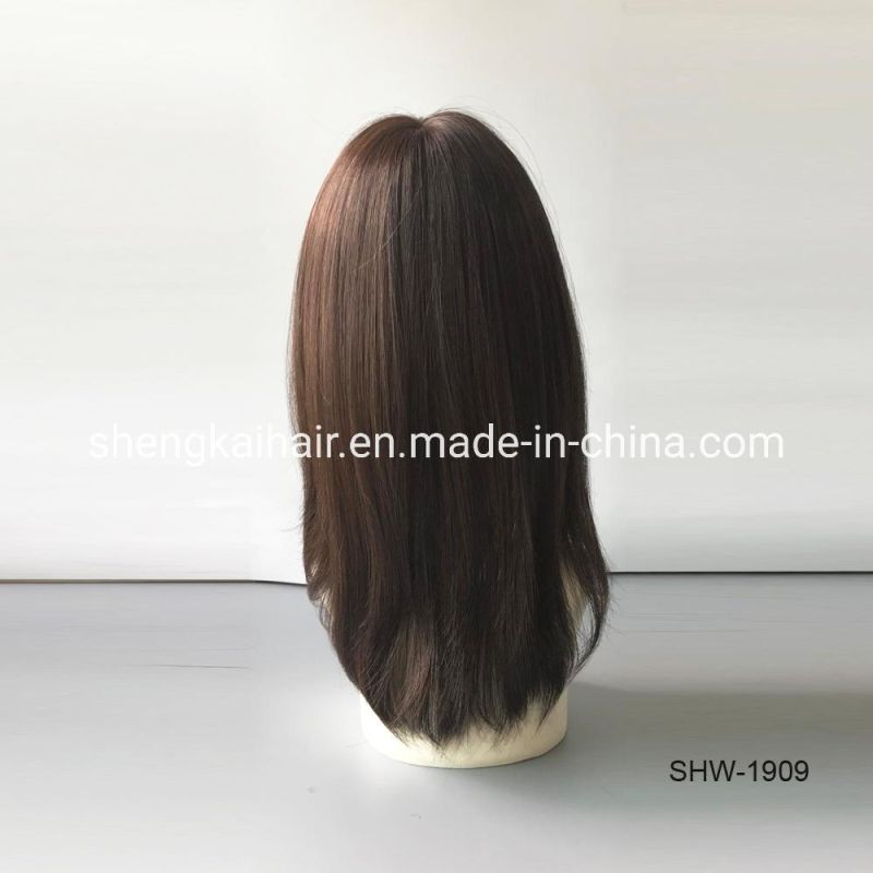 China Wholesale Good Quality Handtied Human Hair Synthetic Hair Mix Long Straight Hair Wigs 565