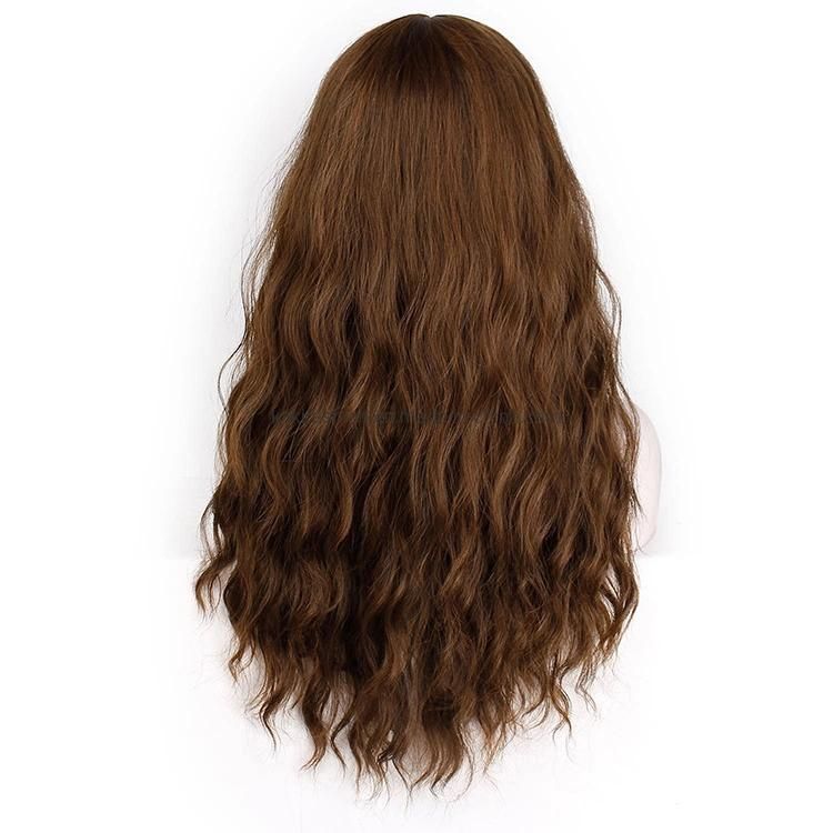 26 Inch Long Women Wigs with Bangs Water Wave Heat Resistant Synthetic Wigs for Women African American