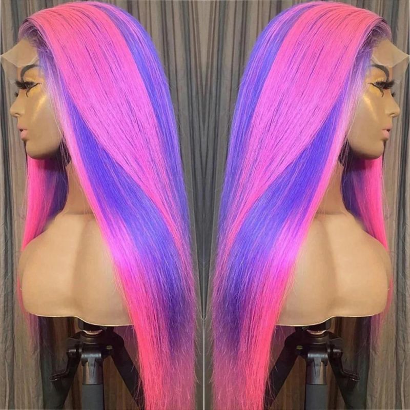 Colored Blonde Pink Purple Highlight Wig Brazilian Human Hair 613 Lace Front Wig Straight Full HD Lace Frontal Wig Ombre Human Hair Wig 30 Inches