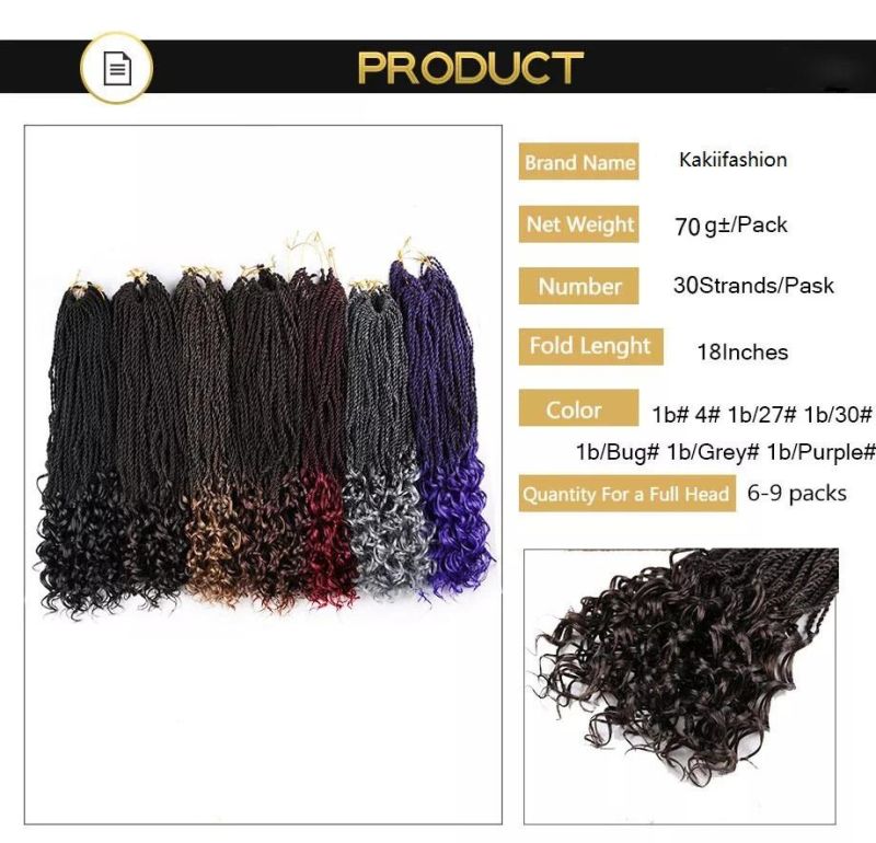 Chinese Dreadlocks Hair Extensions Senegalese Twist Crochet Braiding Hair with Curly Ends