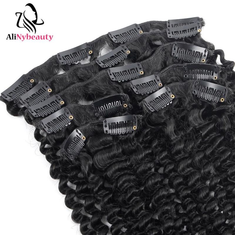 Kinky Curly Human Hair Extensions Natural Black Remy Hair 7PCS/Set
