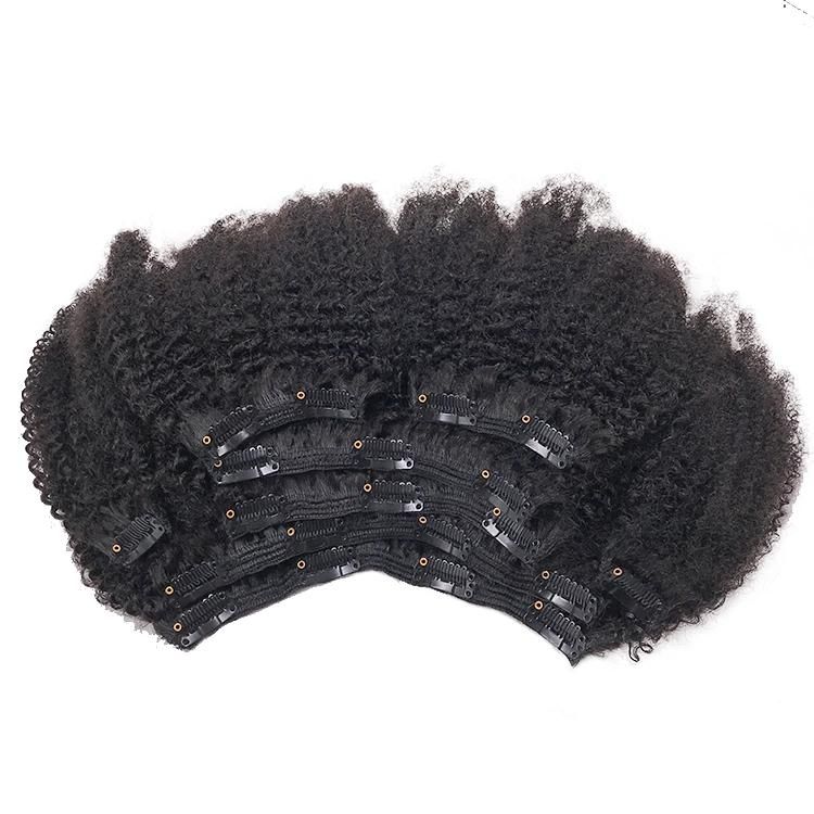 Afro 4c Curly Seamless Remy Indian Hair Clip in Hair Extensions 8PCS/Set