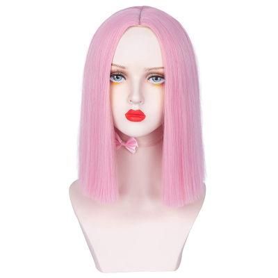 Short Straight Hair Bob Wig Middle Parting Synthetic Women Wigs for Women Cosplay Costume Halloween