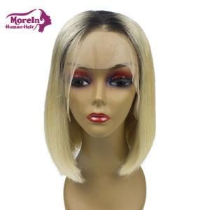 Morein Wholesale Human Hair Middle Part Lace Wig 180% Density 1b #613 Ombre Color Bobo Wigs with Baby Hair