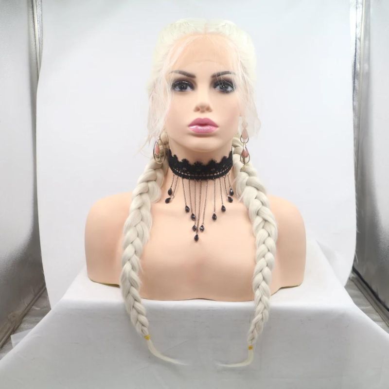 Blonde Braids Wig Braided Machine Wig Cornrows Braided Lace Frontal Wig with Baby Hair