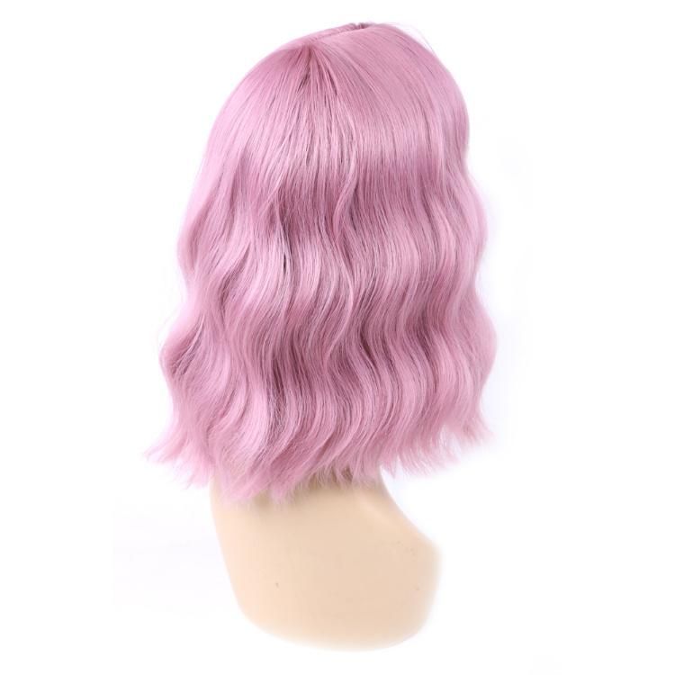 Wholesale Synthetic Fiber Ombre Pink Short Bob Wig with Bangs