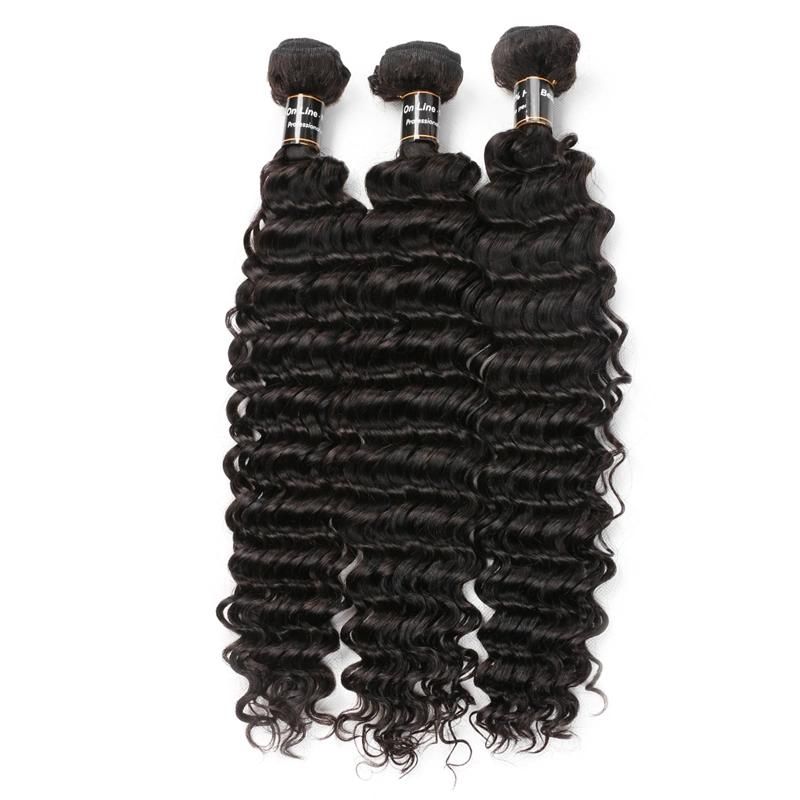 10A Deep Wave Curly Human Hair 3 Bundles Raw Brazilian Virgin Human Hair Extension