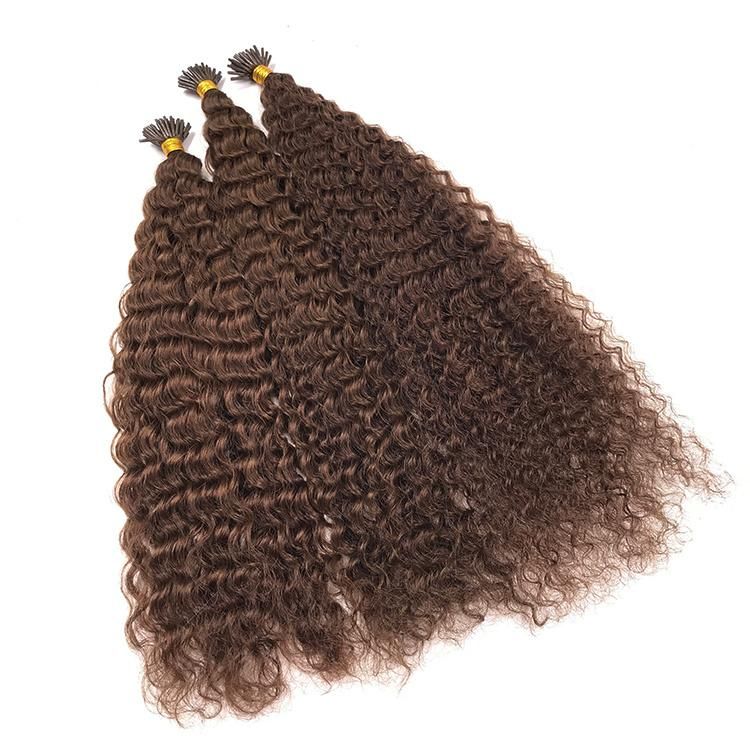 12A 100% Remy Virgin Brazilian Human Hair 3c Curly I Tip Human Hair Extensions #4