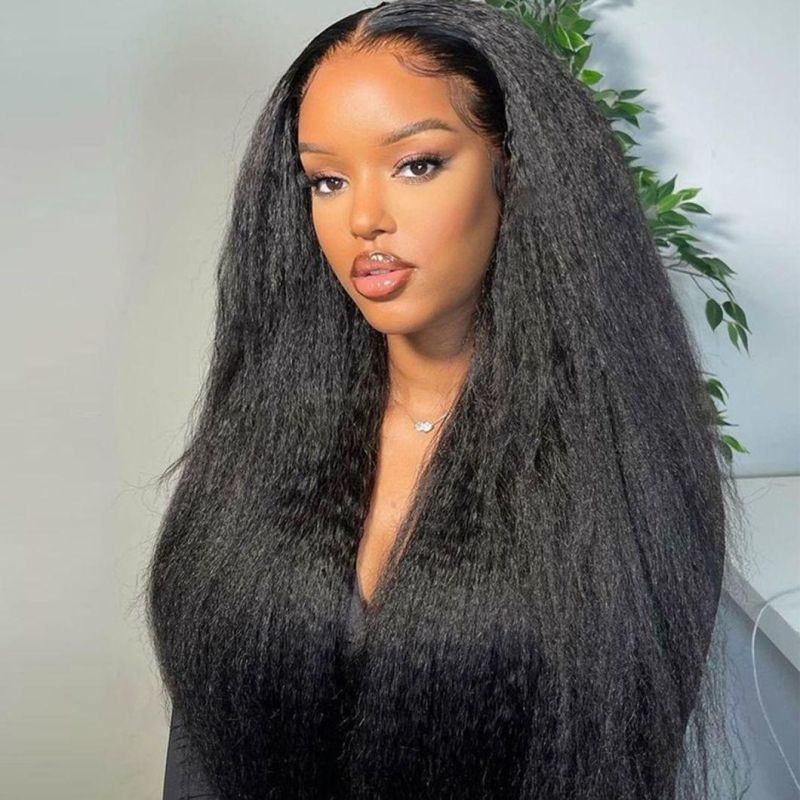 13X6 Lace Front Wig Kinky Straight Virgin Human Hair Wigs 180% Density