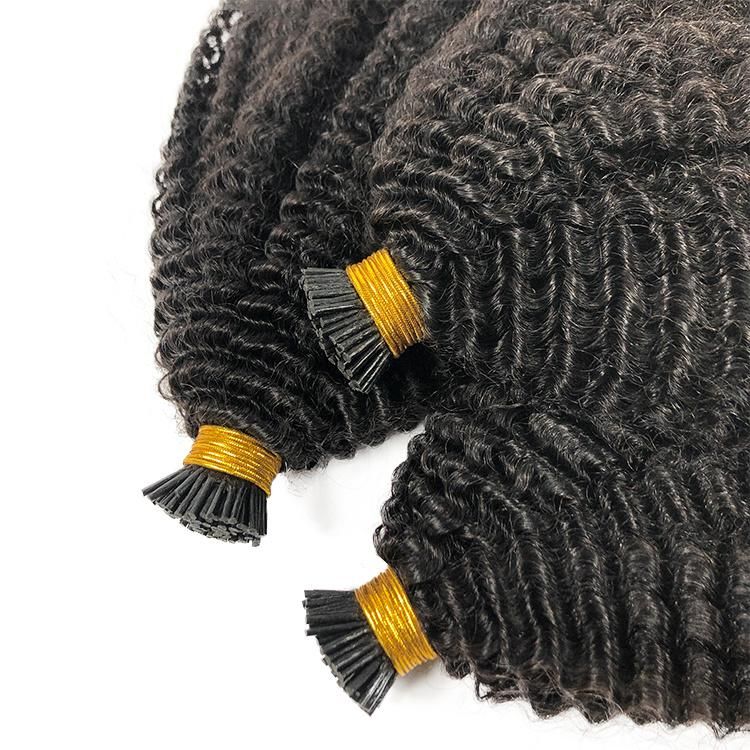 12A 100% Raw Unprocessed Human Hair Micro Links 4b Curly I Tip Hair Extensions