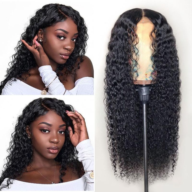 Wholesale Jerry Curly 4X4 Lace Closure Human Hair Wigs 150% Density, Unprocessed Brazilian Virgin Hair Free Part Wig Pre Plucked with Baby Hair 20 Inch