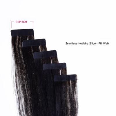 12&prime;&prime; 16&prime;&prime; 20&prime;&prime; Mini Tape Human Hair for Woman Straight Seamless Invisible Natural Machine Made Remy Adhesive Extension