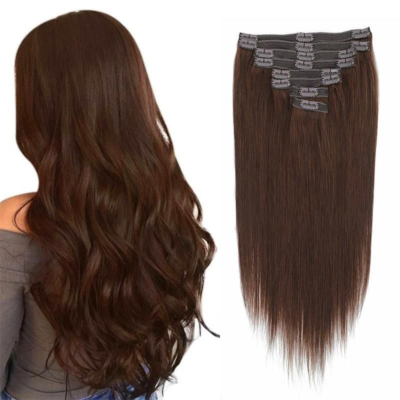 8PCS/Set 18 Clips Double Weft Human Hair Clip in Hair Extensions #4