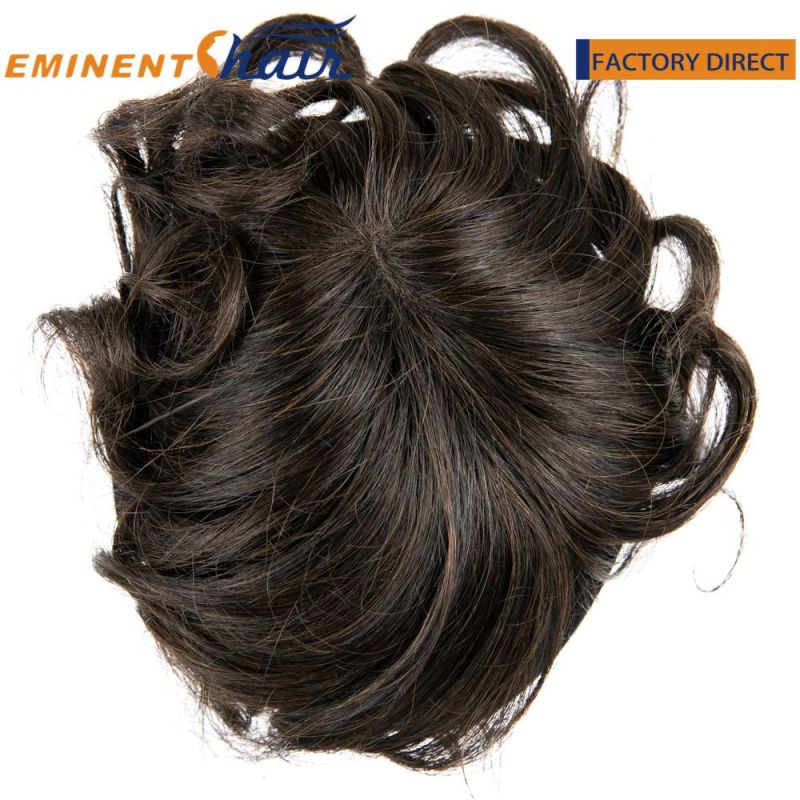 Remy Hair Fine Mono with Black PU Edge Topper with Clips