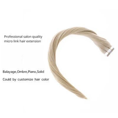 20&prime;&prime; Double Drawn Tape Human Hair Extensions Real Remy Skin Weft Adhesive Human Hair 2.5/PC