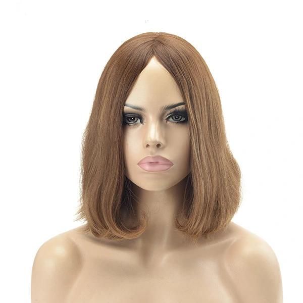 No Layer Natural Straight Middle Length High Quality Mongolian Virgin Hair Jewish Hairpiece