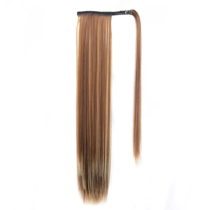 24" Ponytail Magic Paste Long Straight Synthetic Fiber Hair Extension for Women