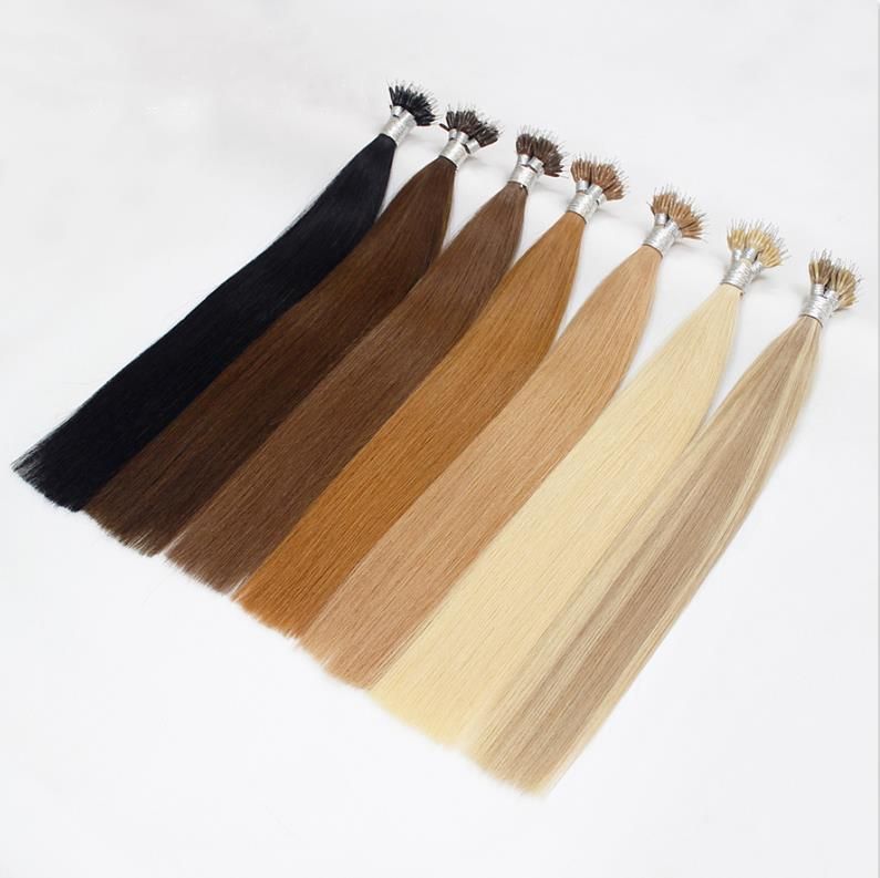 100% Human Hair Nano Ring Hair Extensions Machine Remy Pre-Bonded Straight Nano Tip Indian Hair