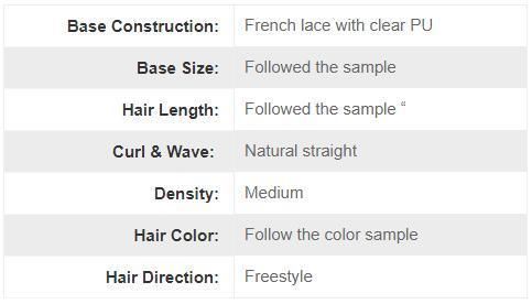 Lw887 French Lace Base with Thin Skin Perimeter Hair Replacement for Women