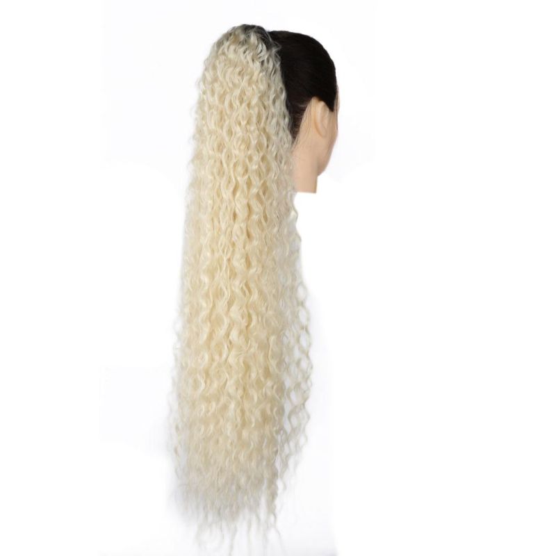 30" 613 Blond Color Synthetic Claw Clip Woman Extension High Wave Ponytail