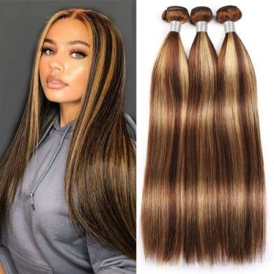 Kbeth Highlight Straight Bundles with 5X5 Closure Brazilian Straight Ombre Bundles with Closure Brown Human Hair Bundles with Closure