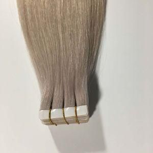 Grey# Straight Us PU Tape Brazilian Virgin Remy Human Hair Extensions