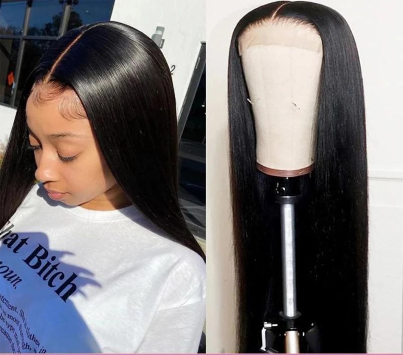 Transparent Lace Wigs for Black Women Human Hair Wigs Peruvian Hair Straight 4X4 Closure Lace Front Closure Wig 36 Inches