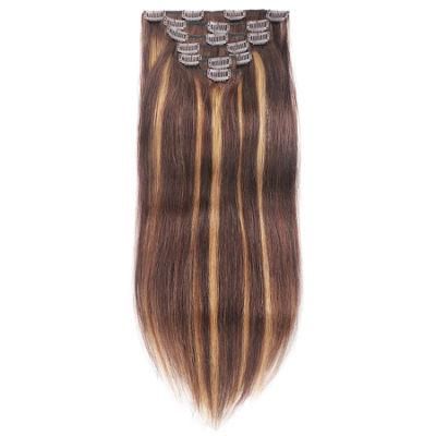 Silky Straight Virgin Remy Human Hair Clip in Hair Extension #P4/27