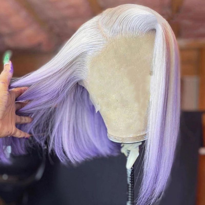 T 613 Purple Colored Wigs Bob Wig Lace Part Brazilian Human Hair Wigs for Black Women Transparent Lace Wigs Bob Remy Closure Wig