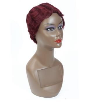 New Design Natural Color Short Pixie Brazilian Finger Wave Wig for Women