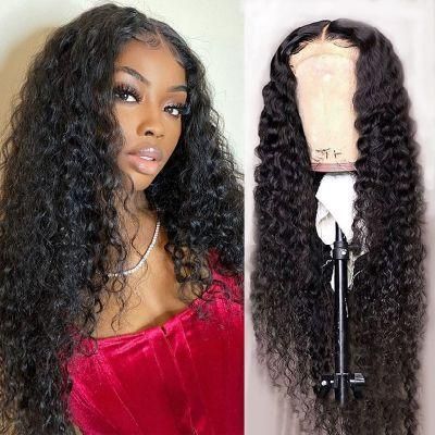 Water Wave 4X4 Lace Front Wigs Human Hair Pre Plucked, 150% Density Brazilian Virgin Wet and Wavy Human Hair Wigs