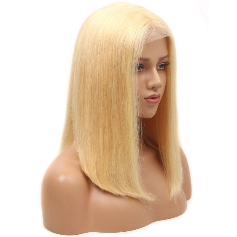 13X4 Bob Frontal Wigs 613 Blonde Straight Brazilian Lace Front Human Hair Wig Pre Plucked Short Wigs for Black Women