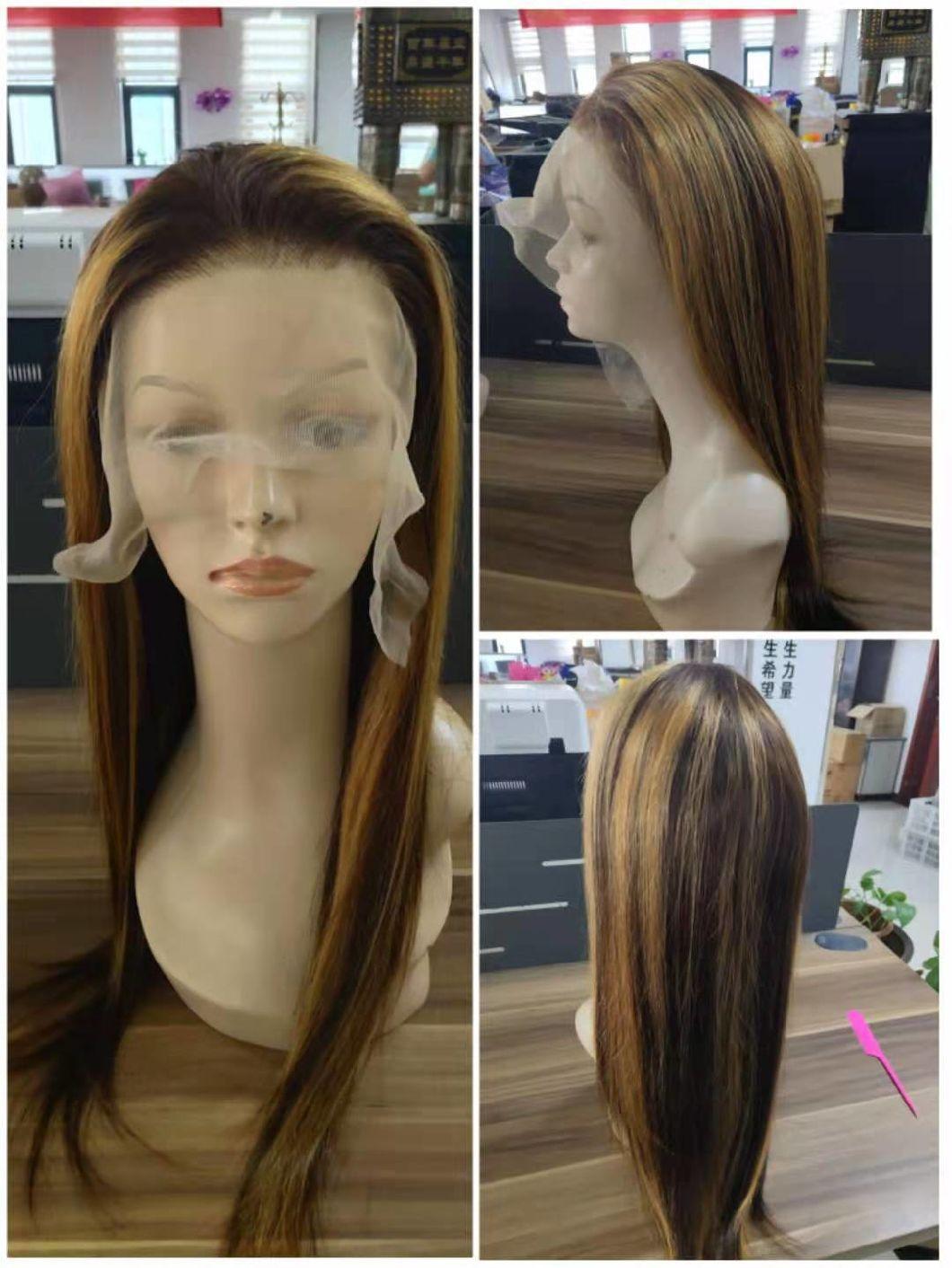 Straight Highlight Wig for Women Human Hair Wigs 4X4 Lace Closure Wig 4/27 Ombre Brazilian Straight Lace Closure Wig