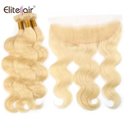 Factory Price Body Wave 613# Human Hair Bundles with Lace Frontal