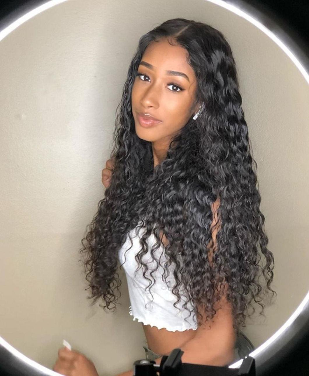 Water Wave Human Hair Bundles Curly Deep Brazilian Hair Weave Bundles Long Hair Extension Bundles Remy Extensions 30 Inches